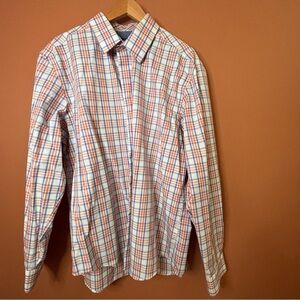 Egara Blue and Orange Plaid Button Down Shirt